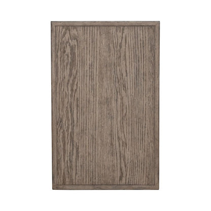 City Scape Metal Accent Oak Wood Chair Side Table for Living Room, Beige