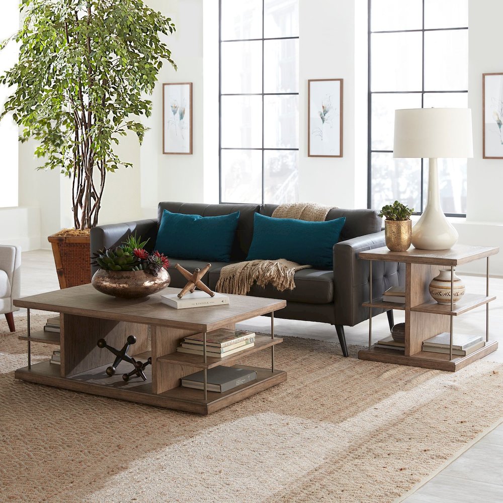 3-Piece Living Room Set with Cocktail Table, 2 End Tables in Burnished Beige