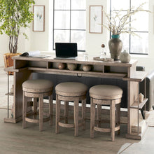 4 Piece Living Room Set with Console Table, 3 Swivel Stools in Burnished Beige