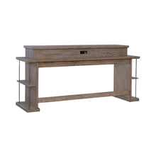 City Scape Metal Accent Oak Wood Console Bar Table for Living Room, Beige
