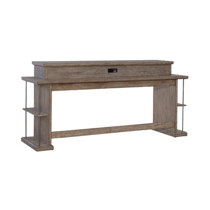 City Scape Metal Accent Oak Wood Console Bar Table for Living Room, Beige