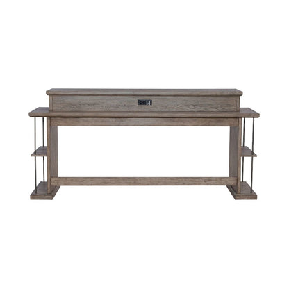 City Scape Metal Accent Oak Wood Console Bar Table for Living Room, Beige