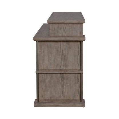 City Scape Metal Accent Oak Wood Console Bar Table for Living Room, Beige