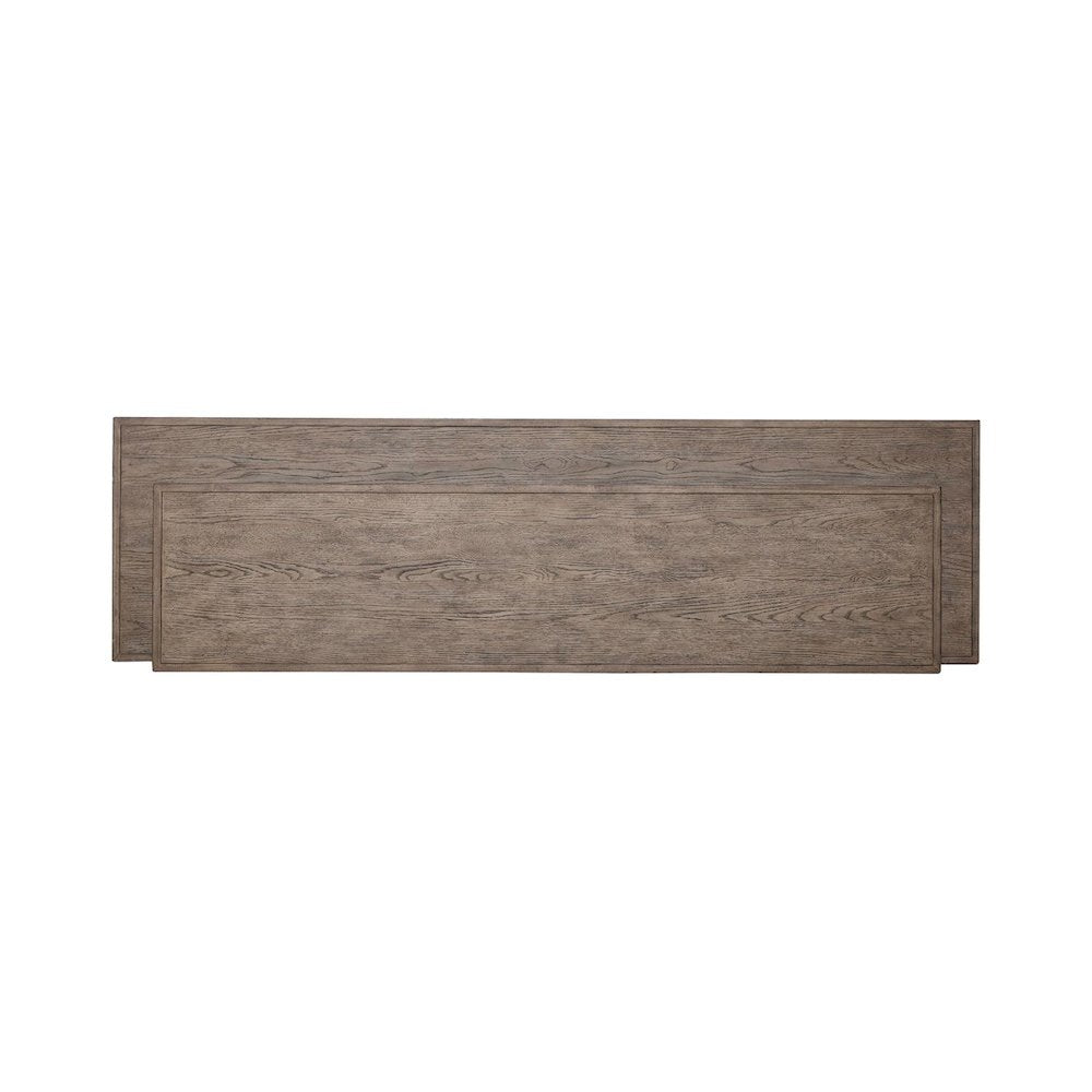 City Scape Metal Accent Oak Wood Console Bar Table for Living Room, Beige