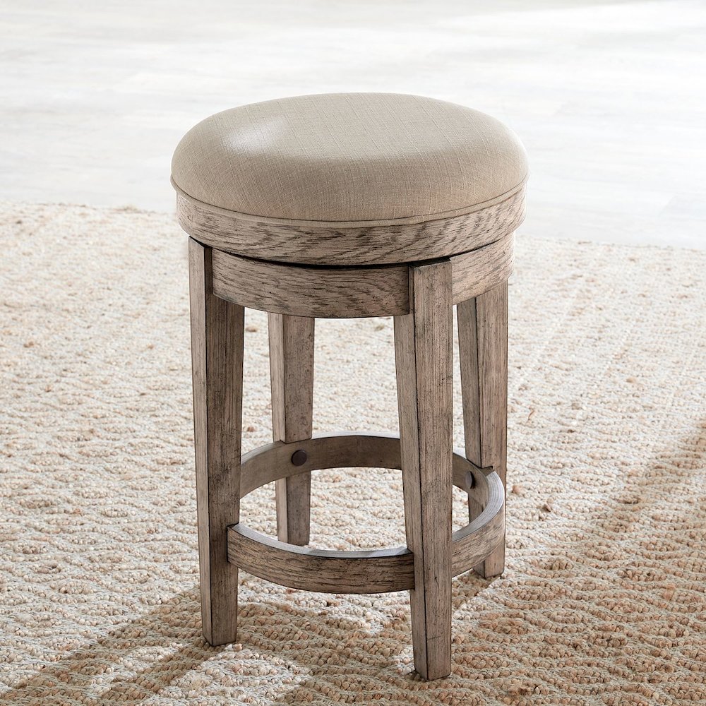 City Scape Upholstered Console Swivel Stool 25" Burnished Beige Oak