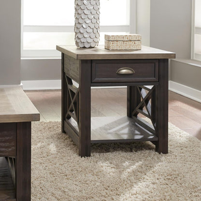 Heatherbrook Drawer End Table in Charcoal