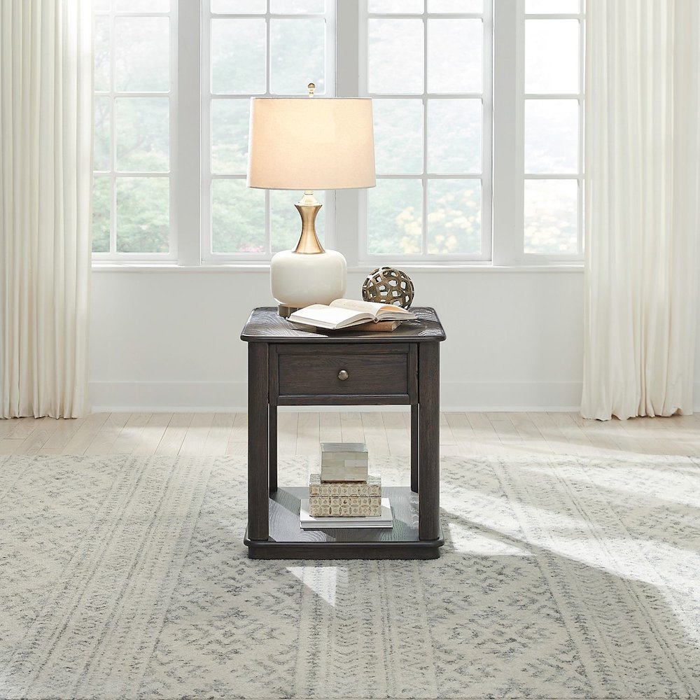 Wallace End Table for Living Room - Aged Oak