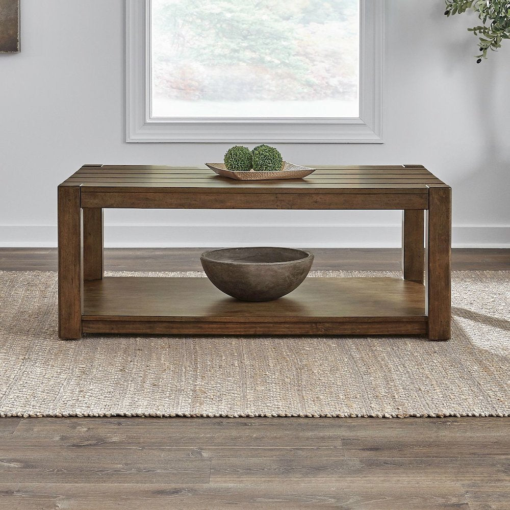 Broadmore Living Room Rectangular Cocktail Table - Cobblestone Brown