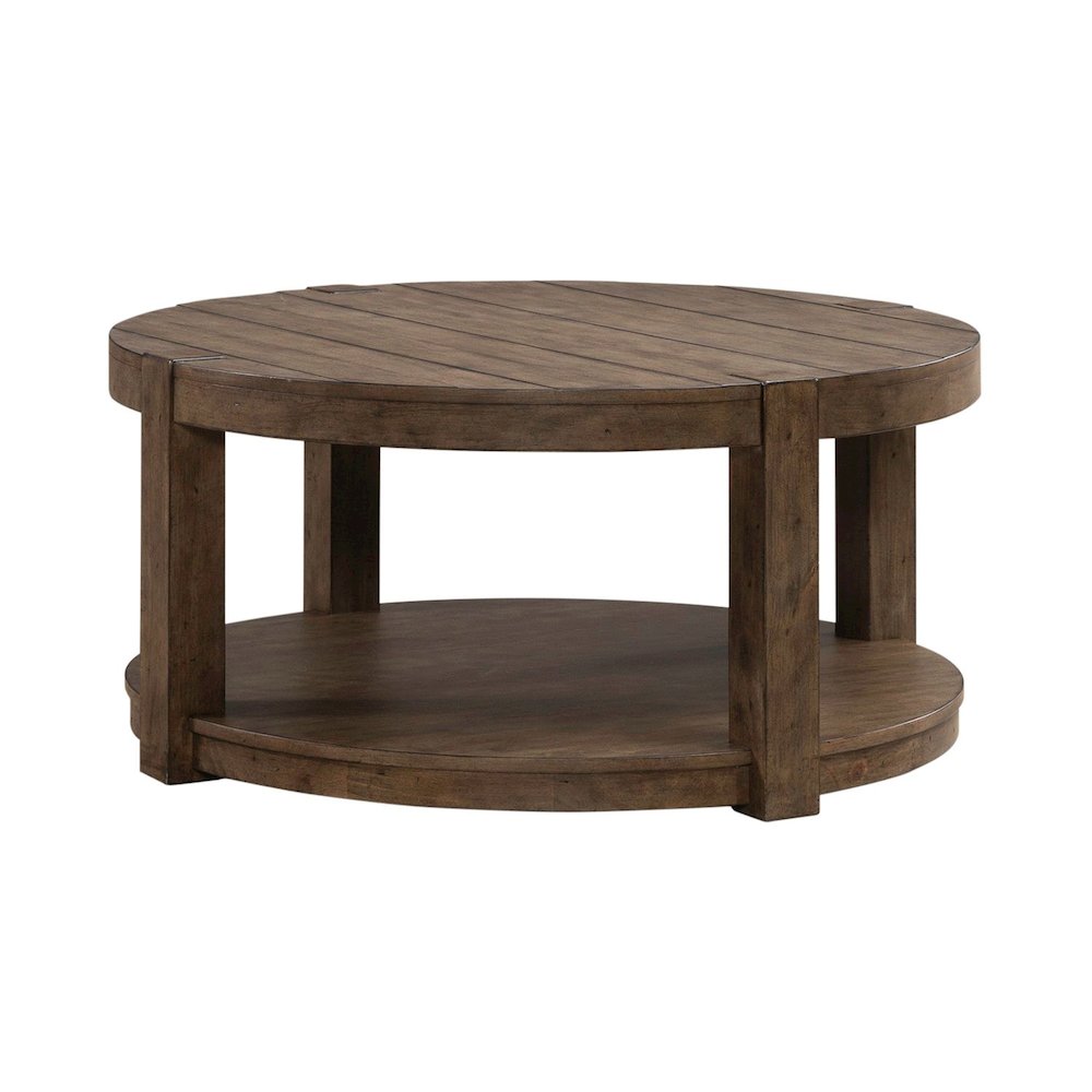 Broadmore Living Room Round Cocktail Table - Cobblestone Brown