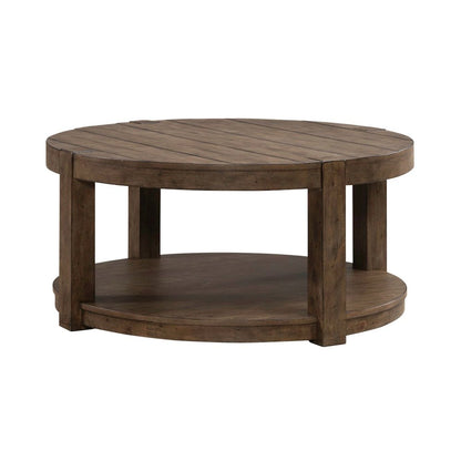 Broadmore Living Room Round Cocktail Table - Cobblestone Brown