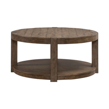 Broadmore Living Room Round Cocktail Table - Cobblestone Brown