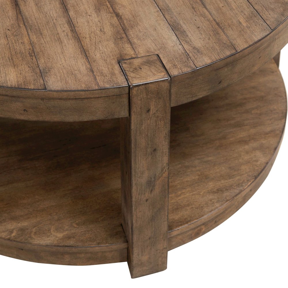 Broadmore Living Room Round Cocktail Table - Cobblestone Brown