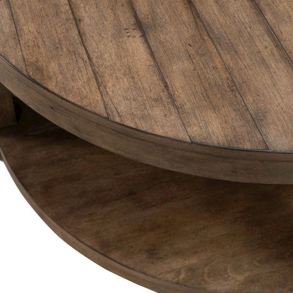 Broadmore Living Room Round Cocktail Table - Cobblestone Brown