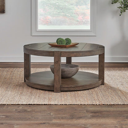 Broadmore Living Room Round Cocktail Table - Cobblestone Brown