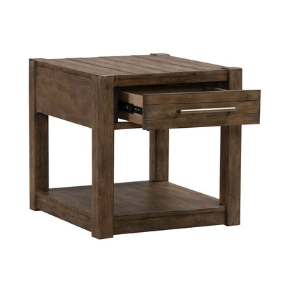 Broadmore Living Room Drawer End Table - Cobblestone Brown