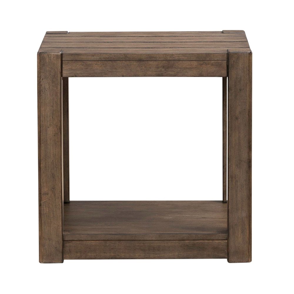 Broadmore Living Room Square Chairside Table - Cobblestone Brown