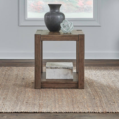 Broadmore Living Room Square Chairside Table - Cobblestone Brown