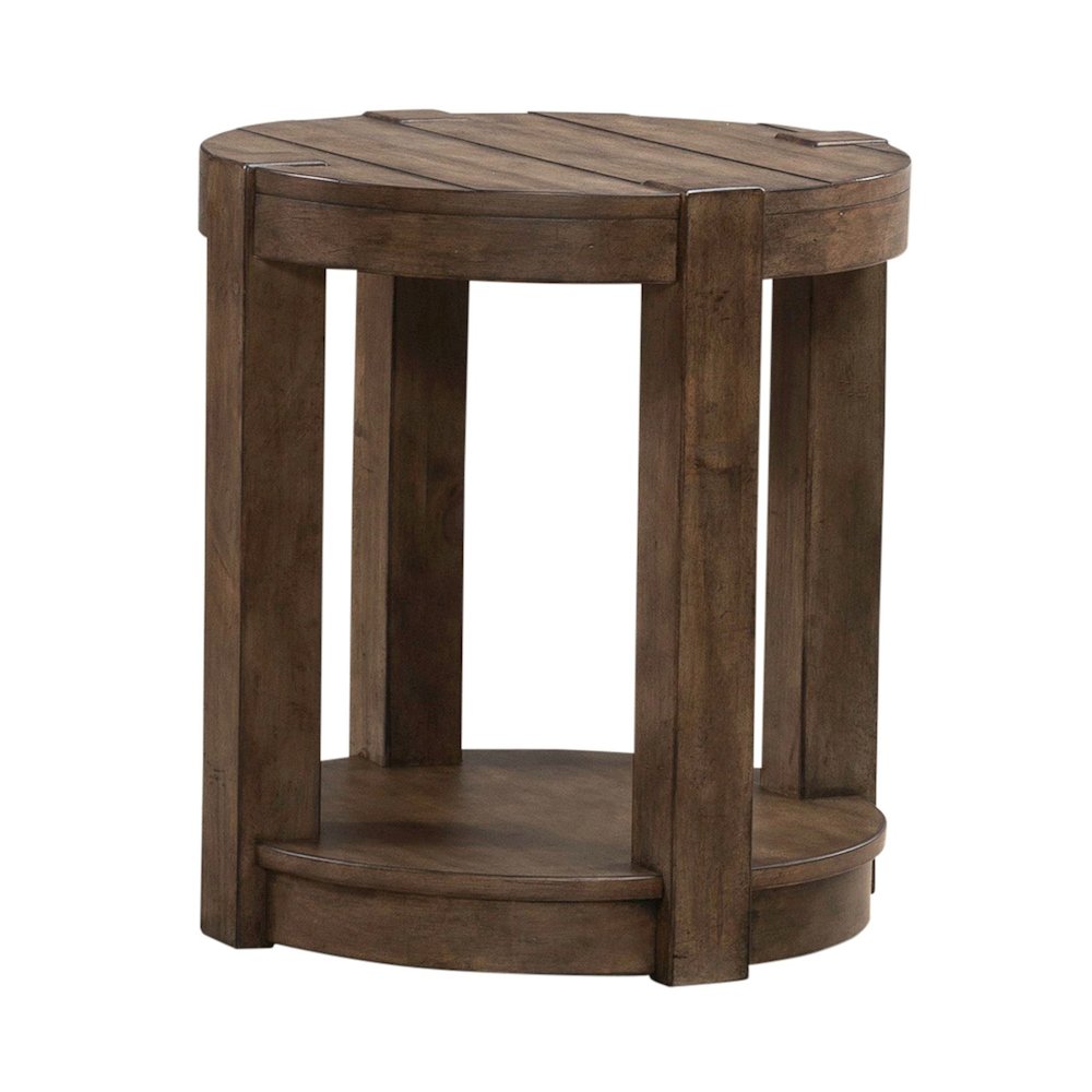 Broadmore Living Room Round Chairside Table - Cobblestone Brown