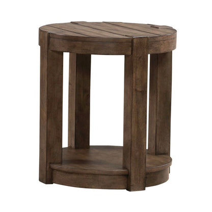 Broadmore Living Room Round Chairside Table - Cobblestone Brown