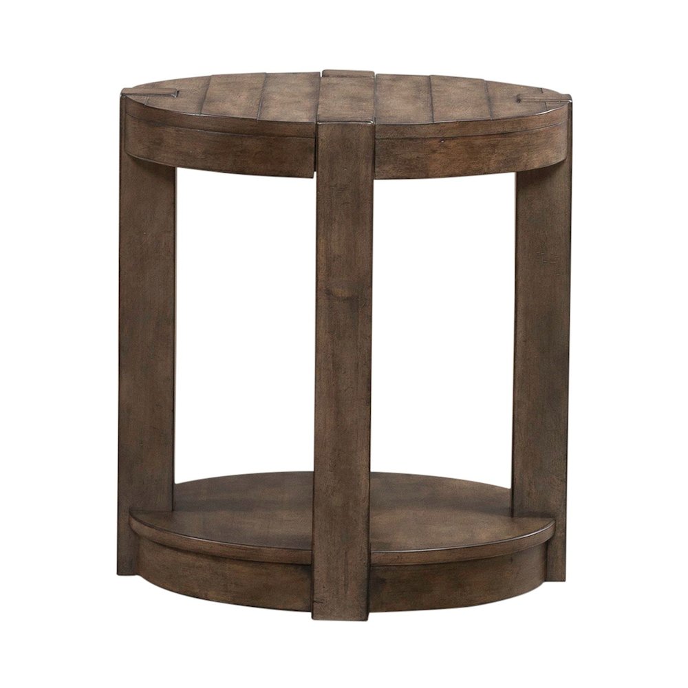 Broadmore Living Room Round Chairside Table - Cobblestone Brown