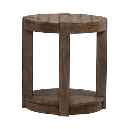 Broadmore Living Room Round Chairside Table - Cobblestone Brown