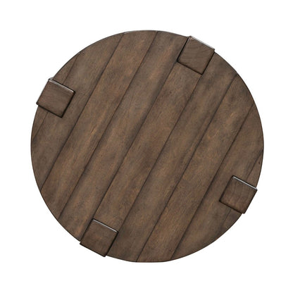 Broadmore Living Room Round Chairside Table - Cobblestone Brown