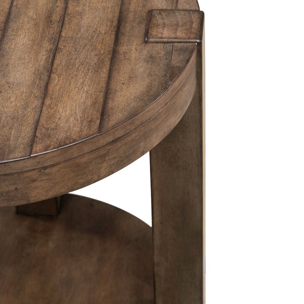 Broadmore Living Room Round Chairside Table - Cobblestone Brown