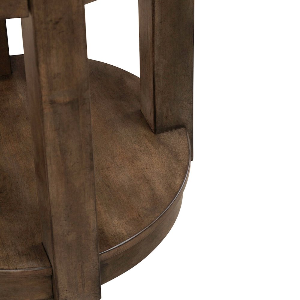 Broadmore Living Room Round Chairside Table - Cobblestone Brown
