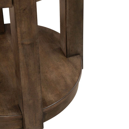 Broadmore Living Room Round Chairside Table - Cobblestone Brown