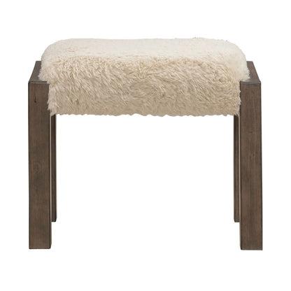 Broadmore Upholstered Console Stool - Faux Sheepskin - Cobblestone Brown