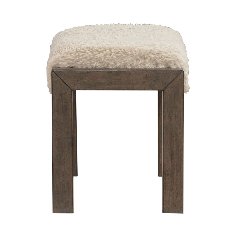 Broadmore Upholstered Console Stool - Faux Sheepskin - Cobblestone Brown