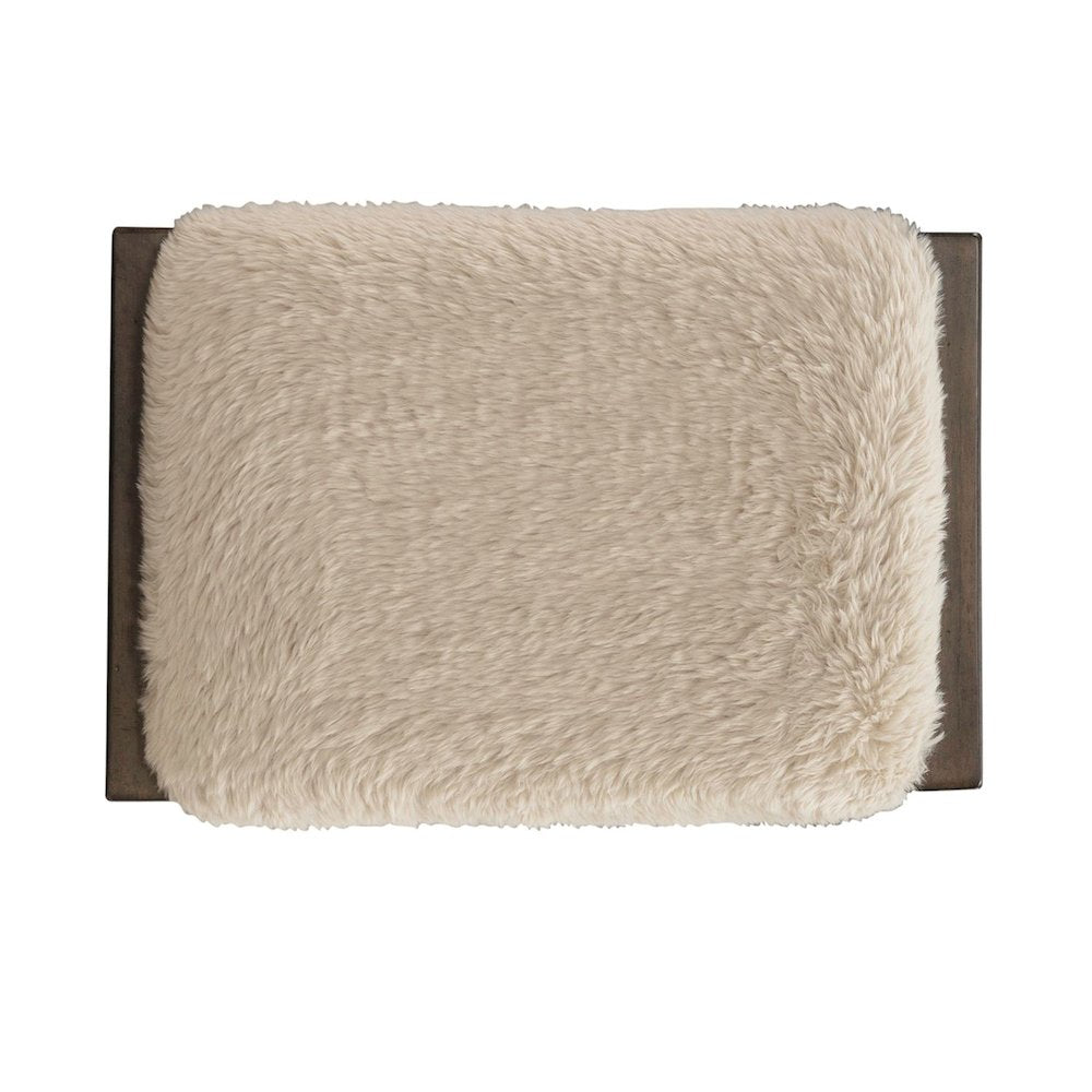 Broadmore Upholstered Console Stool - Faux Sheepskin - Cobblestone Brown