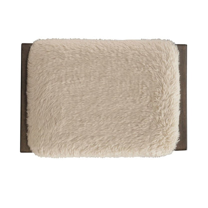 Broadmore Upholstered Console Stool - Faux Sheepskin - Cobblestone Brown