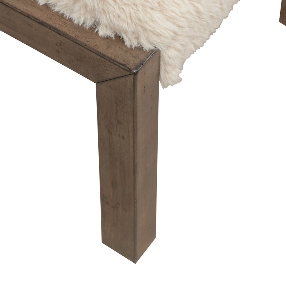 Broadmore Upholstered Console Stool - Faux Sheepskin - Cobblestone Brown