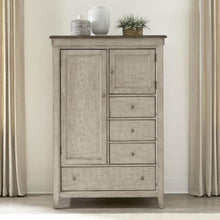 Door Chest - in Weathered Linen Finish w/ Dusty Taupe Tops
