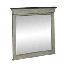 Landscape Mirror Farmhouse White in Weathered Linen Finish w/ Dusty Taupe Tops