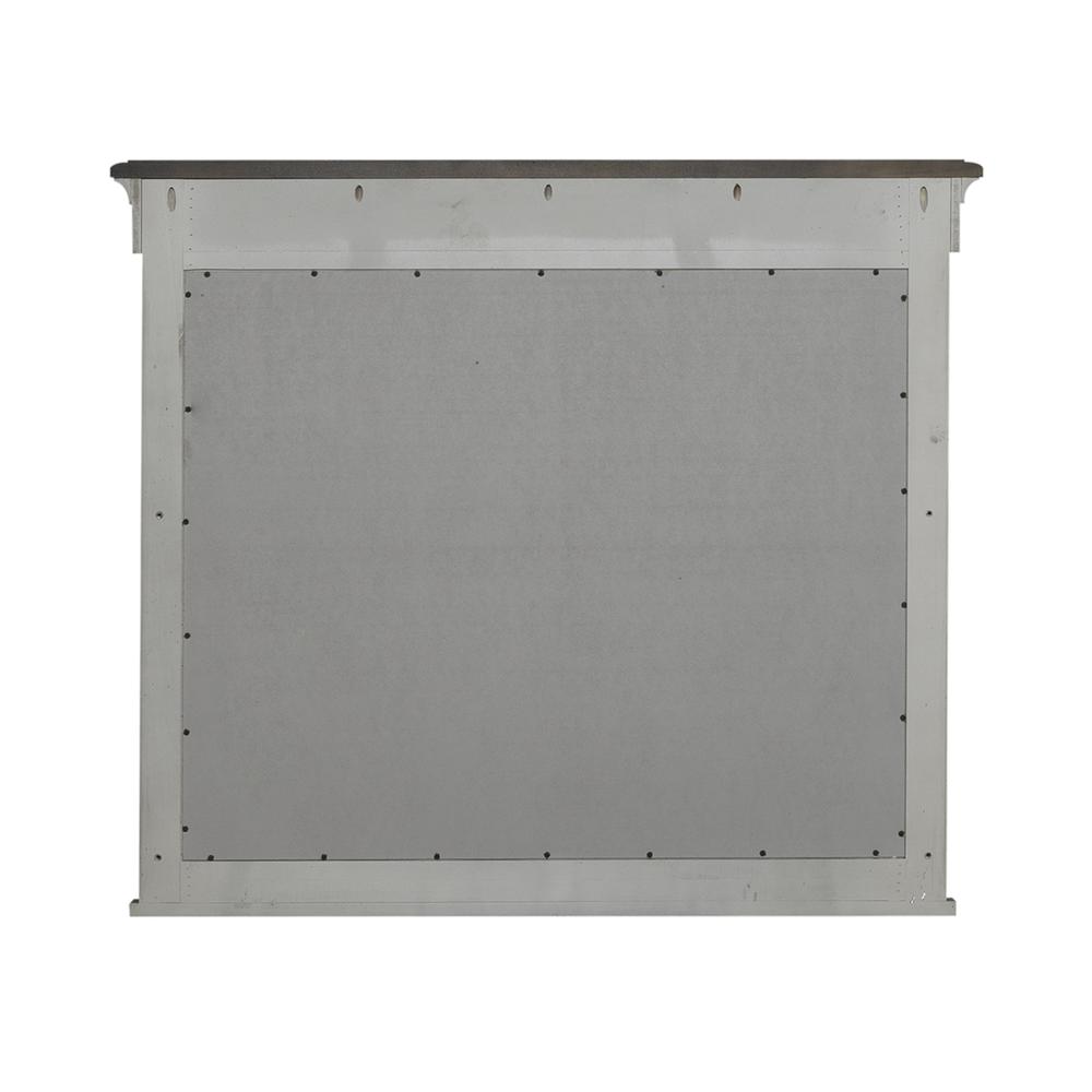 Landscape Mirror Farmhouse White in Weathered Linen Finish w/ Dusty Taupe Tops