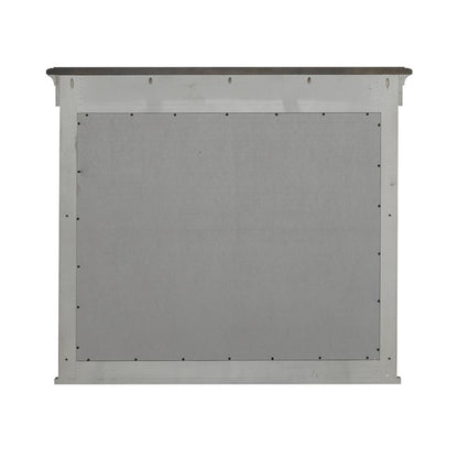 Landscape Mirror Farmhouse White in Weathered Linen Finish w/ Dusty Taupe Tops