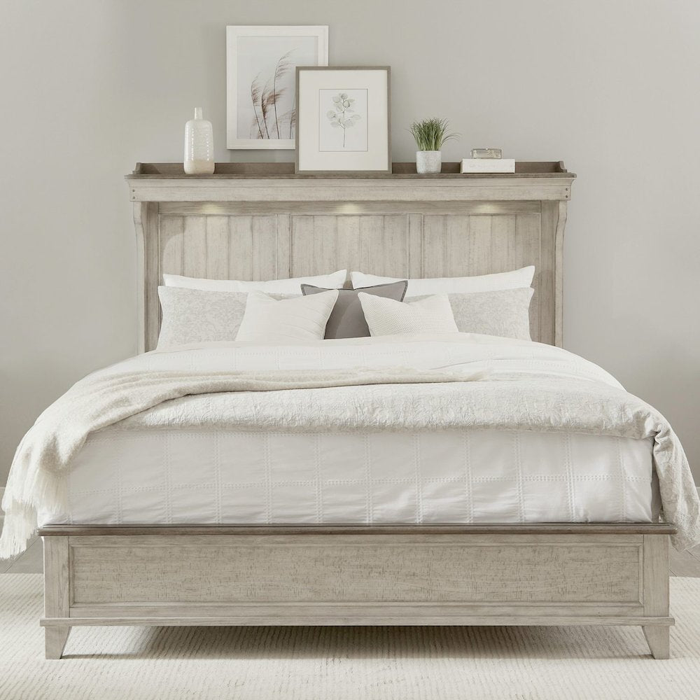 Ivy Hollow California King Mantle Bed - Weathered Linen & Taupe Tops