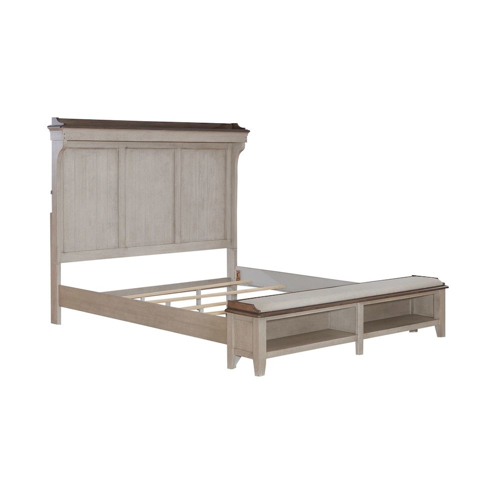 Ivy Hollow California King Mantle Storage Bed - Weathered Linen & Taupe Tops
