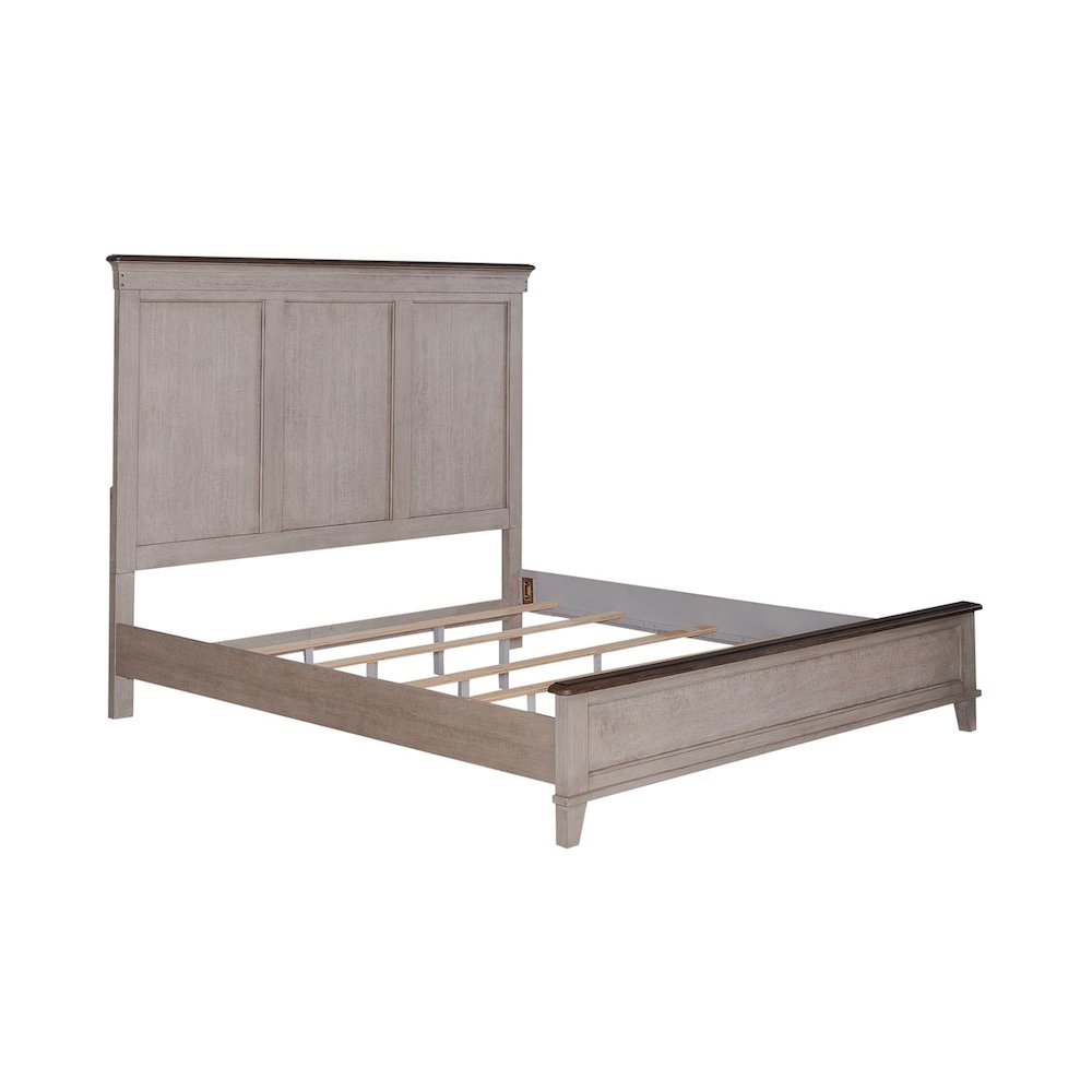 Ivy Hollow California King Panel Bed - Weathered Linen & Taupe Tops