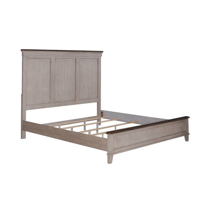 Ivy Hollow California King Panel Bed - Weathered Linen & Taupe Tops