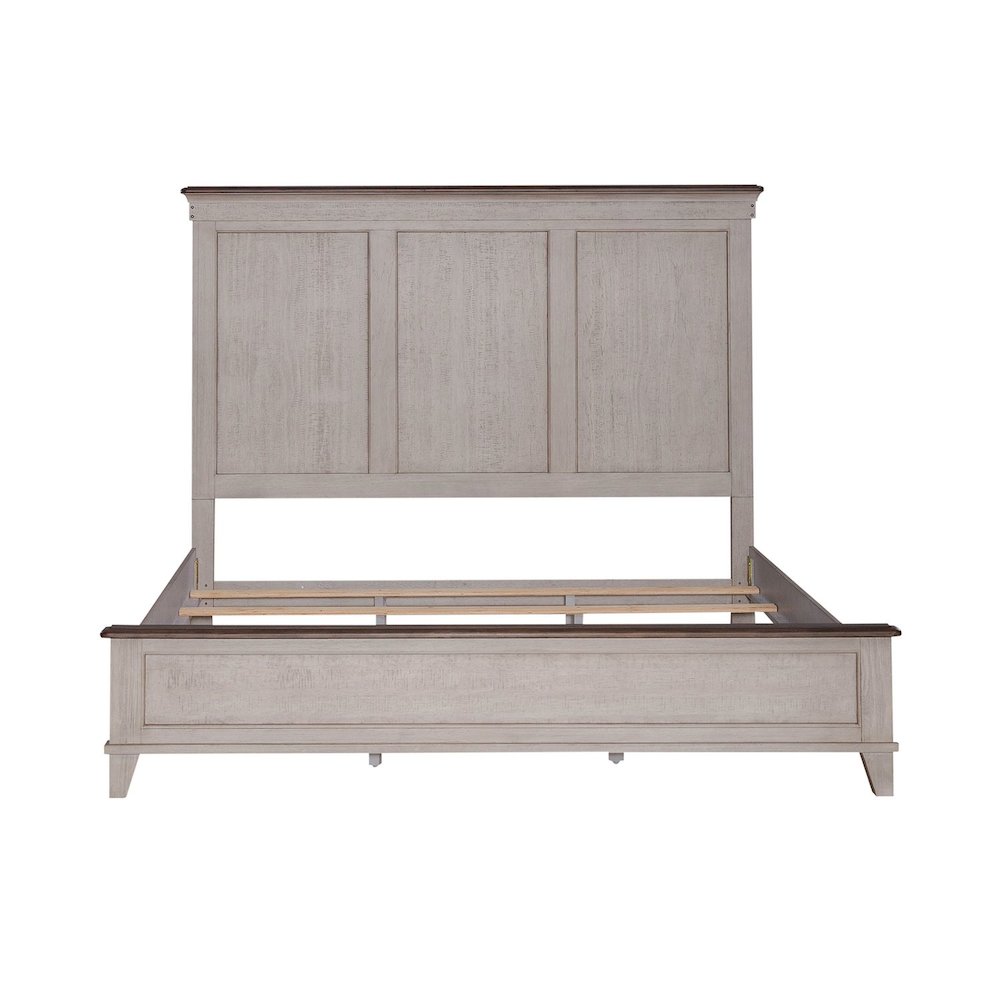 Ivy Hollow California King Panel Bed - Weathered Linen & Taupe Tops