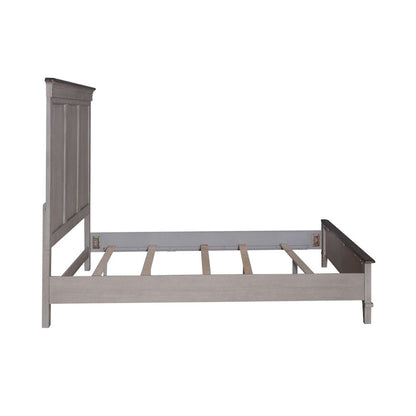 Ivy Hollow California King Panel Bed - Weathered Linen & Taupe Tops