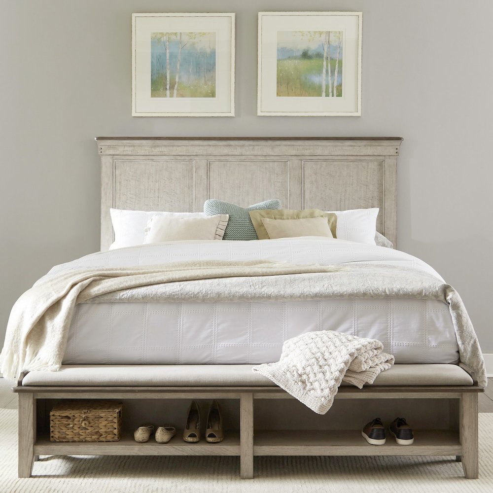 Ivy Hollow California King Storage Bed - Weathered Linen & Taupe Tops