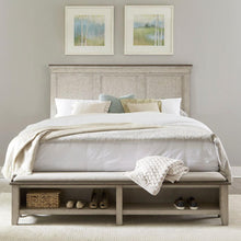 Ivy Hollow Queen Storage Bed in Weathered Linen Finish w/ Dusty Taupe Tops