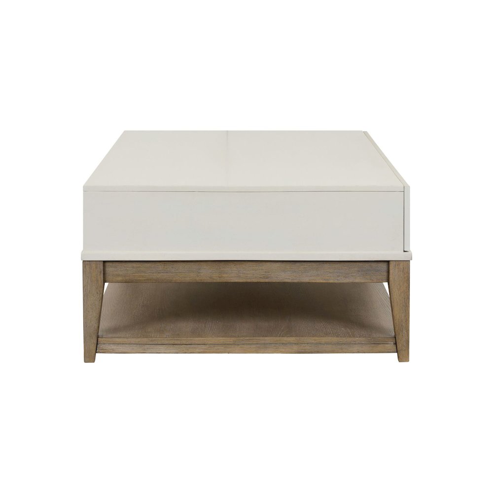 Berkley Rectangular Drawer Cocktail Table - Linen & Khaki Wood Accents