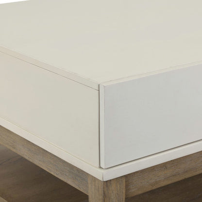 Berkley Rectangular Drawer Cocktail Table - Linen & Khaki Wood Accents