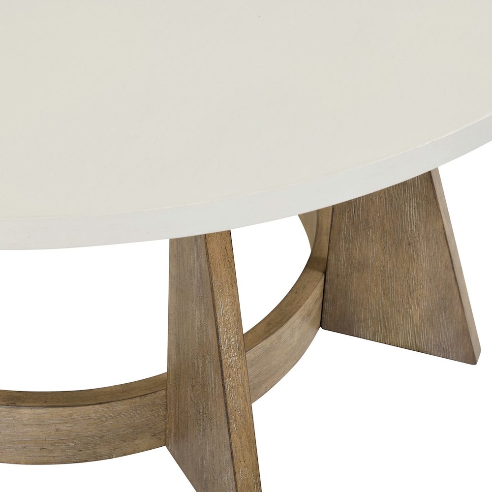 Berkley Round Pedestal Cocktail Table - Linen & Khaki Wood Accents