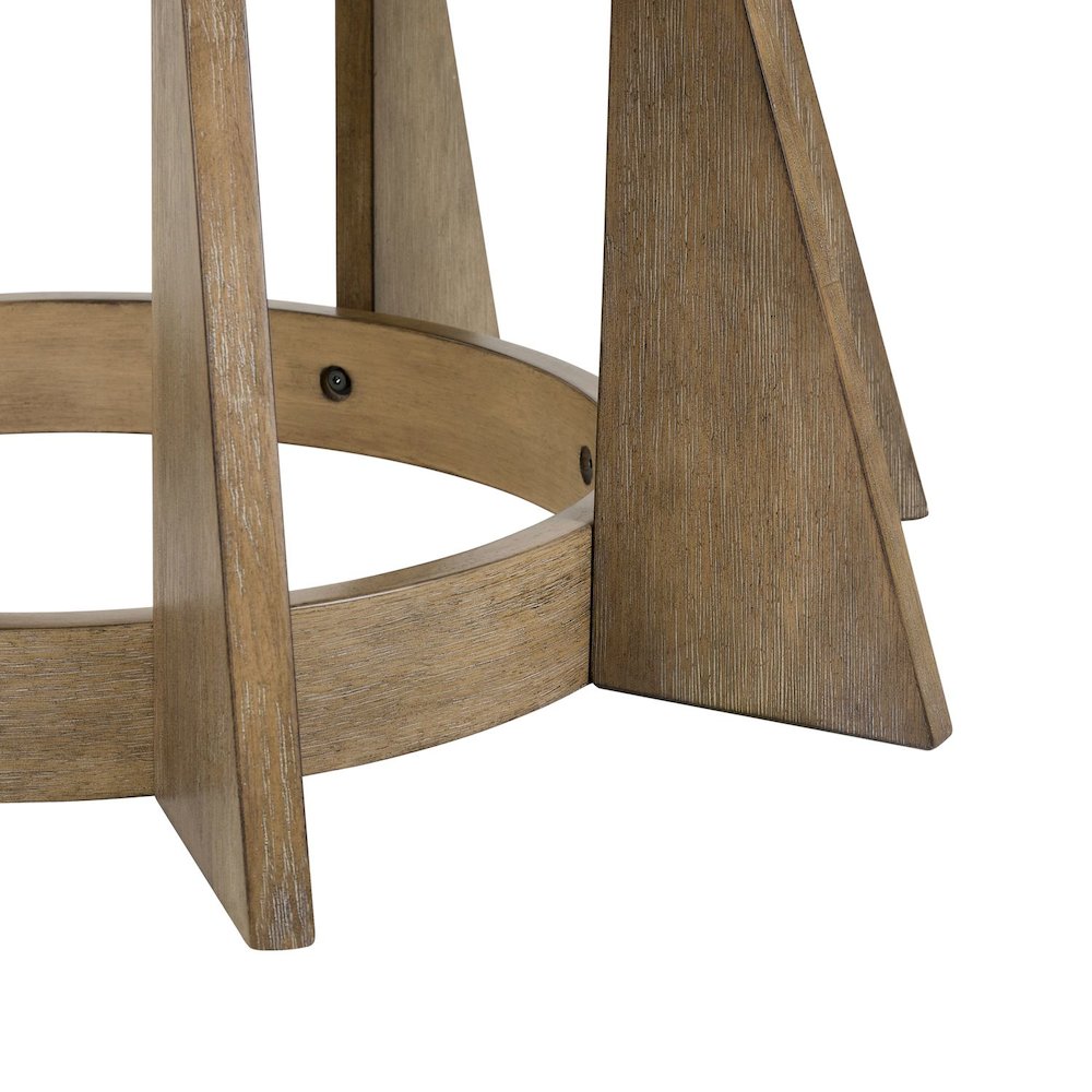 Berkley Round Pedestal Cocktail Table - Linen & Khaki Wood Accents